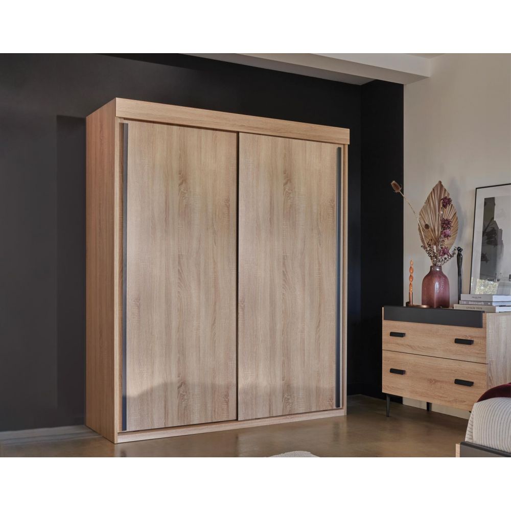 Armoire 2 portes coulissantes bois - MEUBLES CELIO