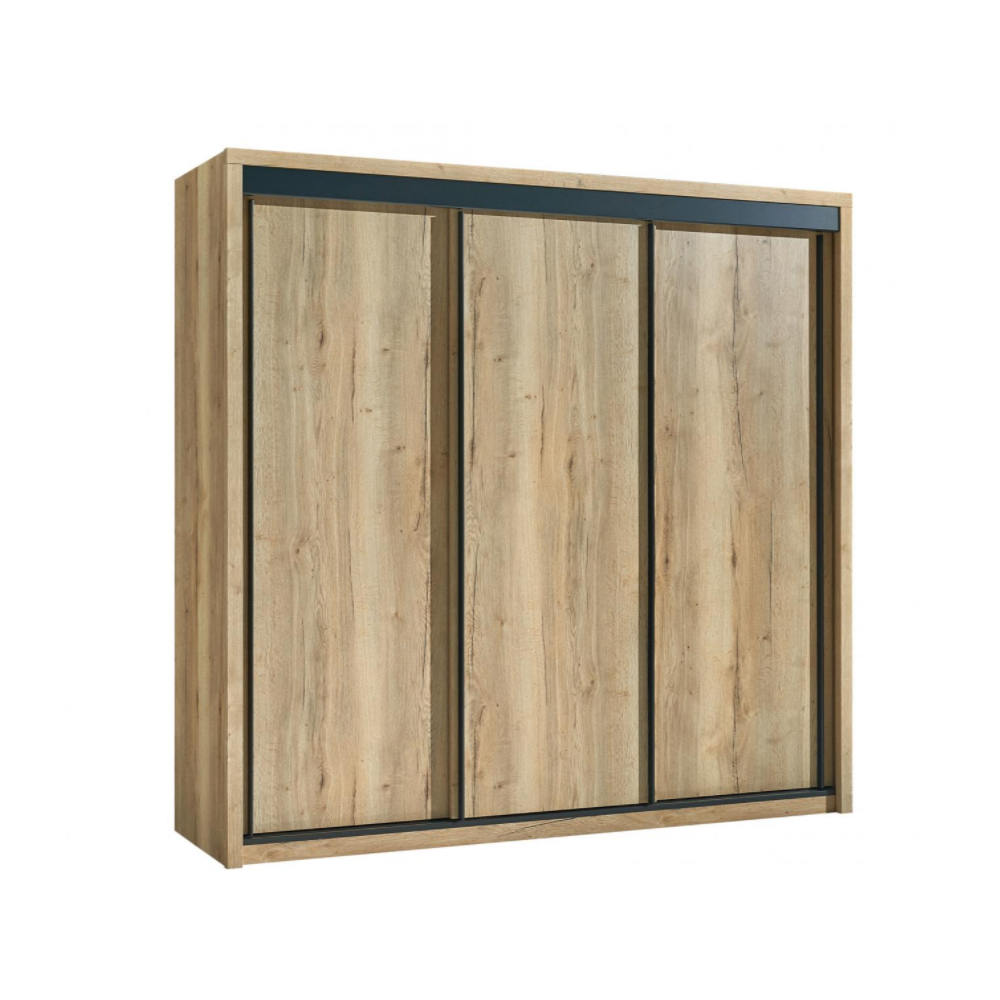CRUZ - Armoire en bois 3 portes et 4 tiroirs H205cm - bois foncé